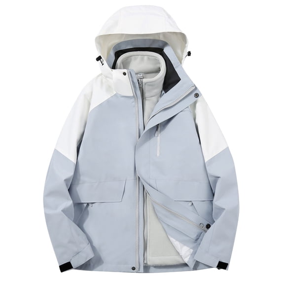 Christmas! Ohufall Trench For Women Detachable Cap And Windproof Thick Three-in-one Jacket Outdoor Sports Warm Jacket