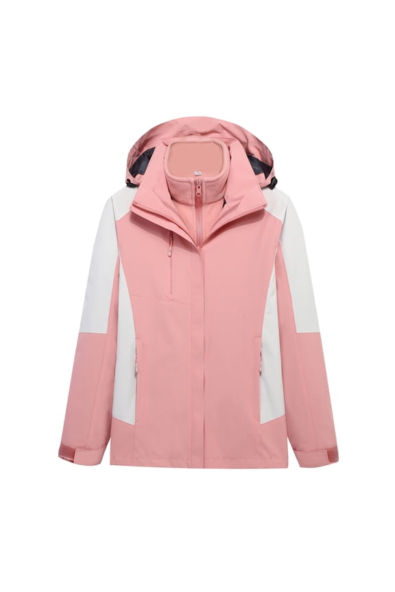 Christmas! Ohufall Trench For Women Detachable Cap And Windproof Thick Three-in-one Jacket Outdoor Sports Warm Jacket