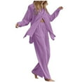 thumbnail image 1 of Christmas! Borniu Women Sets 2 Piece Outfits, Summer Fall Women's Solid Button Long Sleeve Shirt Blouse And Pants Set With Pocket, 1 of 7
