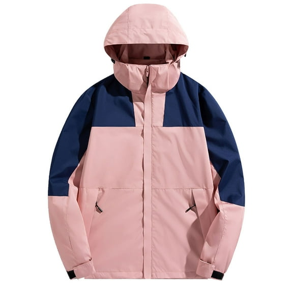 Christmas! Ohufall Women's Waterproof Rain Jacket Detachable Cap And Windproof Thick Three-in-one Jacket Outdoor Sports Warm Jacket