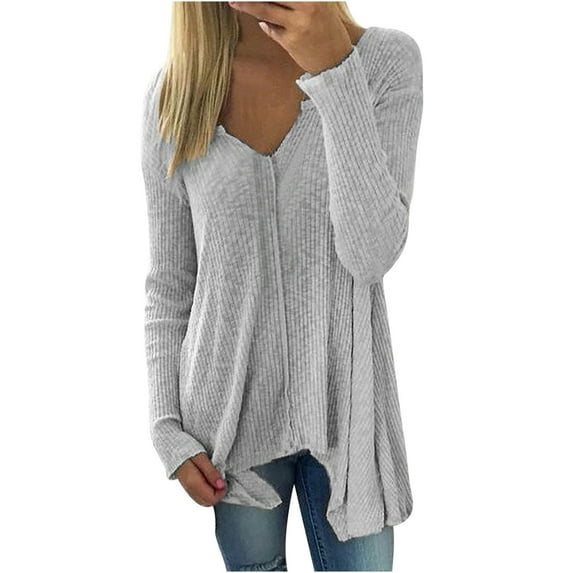Christmas! Ohufall Womens Tops, Women's New Solid Loose Sweater Sleeve Shirt Knitted Tops Fall Clothes