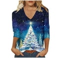 thumbnail image 1 of purcolt Christmas Shirts for Women Glitter Christmas Tree Print 3/4 Length Sleeve V Neck Tunic Tops Graphic Tees Blouse Holiday Xmas Shirts, 1 of 5