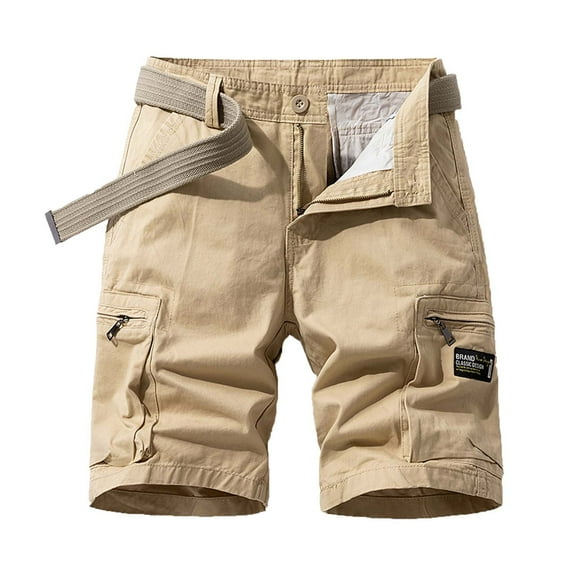 Men Swim Trunks Mens Swim Ndbuld Men's Plus Size Cargo Shorts Multi-Pockets Relaxed Summer Beach Shorts Pants Khaki L