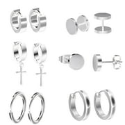 Christmas Deals SHOPESSA Christmas Gifts Jewelry 6Pcs Fashion Punk Earring Set Stainless Steel Men's Stud Earrings on Clearance