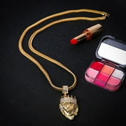 Christmas Deals SHOPESSA Christmas Gifts Jewelry Mens Full Iced Out Rhinestone Lion Tag Pendant Cuban Chain Hip Hop Necklace on Clearance