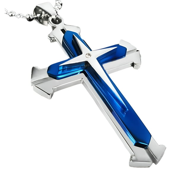 Sawvnm Unisex Men Stainless Steel Cross Necklace