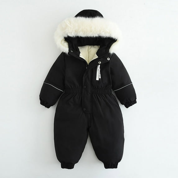 Ski Suit Kids Snowsuit Boys Girls Snowboard Suit Ski Jumpsuits Coveralls Waterproof Windproof Boys Girls Fashion Solid Color Keep Warm Thickening Warm Outdoor Hooded Jumpsuit Black