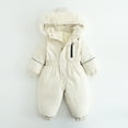 thumbnail image 1 of Ski Suit Kids Snowsuit Boys Girls Snowboard Suit Ski Jumpsuits Coveralls Waterproof Windproof Boys Girls Fashion Solid Color Keep Warm Thickening Warm Outdoor Hooded Jumpsuit White, 1 of 9
