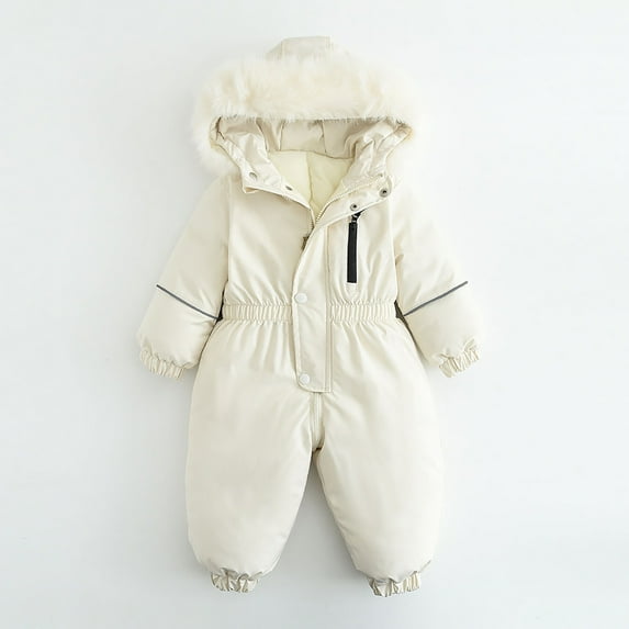 Ski Suit Kids Snowsuit Boys Girls Snowboard Suit Ski Jumpsuits Coveralls Waterproof Windproof Boys Girls Fashion Solid Color Keep Warm Thickening Warm Outdoor Hooded Jumpsuit White