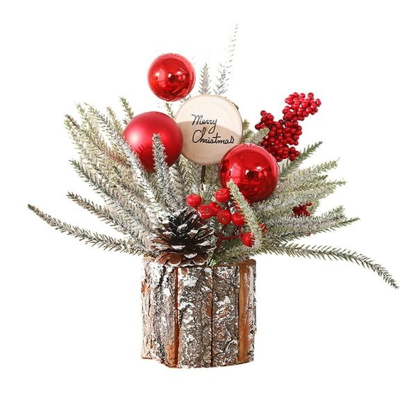Christmas Dea1s! Uhuya N.e.west Artificial Mini Christmas Trees Prelit- Indoor Christmas Decorations with Lights, Small Xmas Trees Include Berry/Pinecone, Tabletop Christmas Decor A
