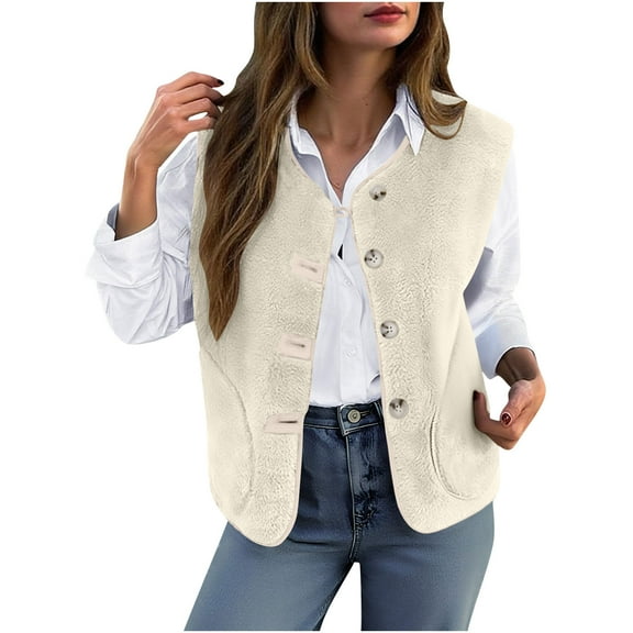 Womens Puffer Vest Sleeveless Puffy Cropped Vests Womens Ladies Winter Vests Sleeveless Fleece Jacket Zip Up Warm Drawstring Coat With Pockets Outerwear Beige M