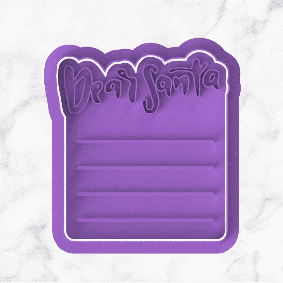 Christmas Dear Santa Letter Cookie Cutter With Stamp with Size Option