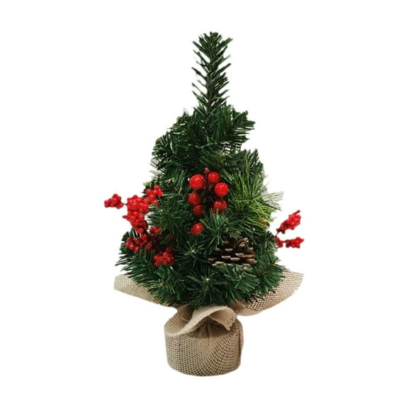 Skinny Christmas Tree - Mini Small Little Tabletop Prelit Christmas Tree 11.8 Inch Decorated with Ornaments 35 Multi-Colored Lights Artificial Green Tree