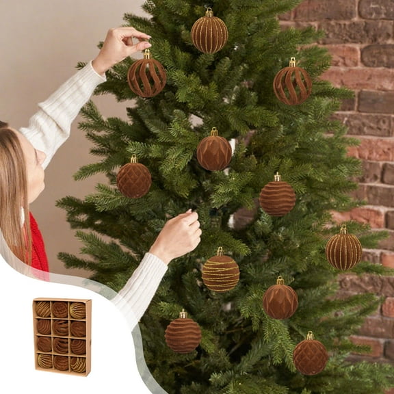 Christmas Decor 6cm Kitchen Decor Christmas Decorations 12 Piece Flocked Christmas Balls Christmas Decoration SetMultiple Styles Of Christmas Tree Decorations Can Also Be Used For Other Party Gifts