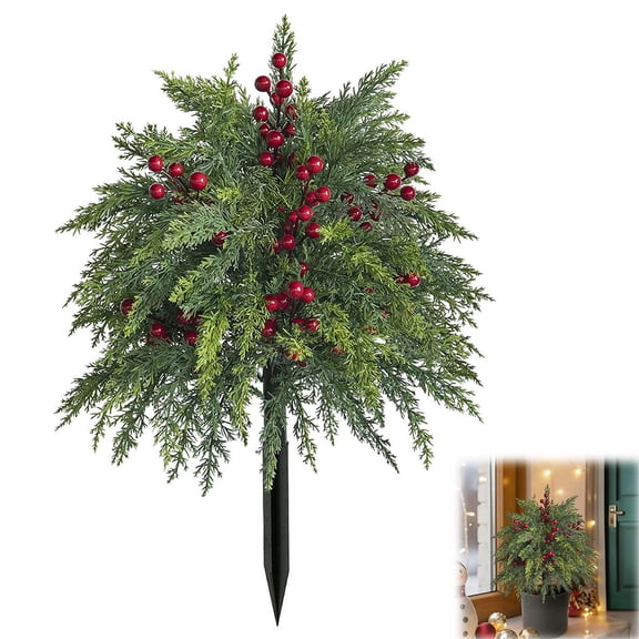 Christmas Decor Artificial Flowers for Outdoors Metal Stakes Fake Plants