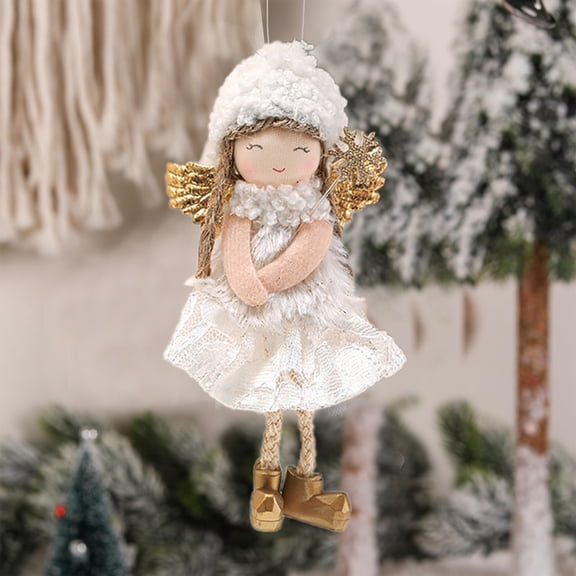 Christmas Decor, Christmas Angel Doll Decoration Christmas Tree Ornament Thanksgiving Birthday Year Fairy Family Party Children's Girl Toy Pendant Stained Glass Heart Window Hangings Beaded Curtains