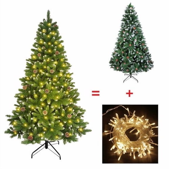 Christmas Decor Christmas Decorations Holiday Decorations Pre-lit Christmas Tree Christmas Tree Decorations 4/5/6/7 Ft Christmas Tree w/LED Lights Artificial Tree Pine Pine Cone Holiday US