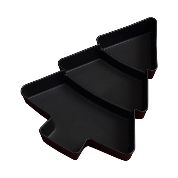 Christmas Decor,Christmas Dishes,Christmas Tree Shaped Snack Tray, 3 Compartments Plastic Serving Tray Reusable Washable Festive Table Decor for Holiday Party Family Gathering(Black 10in)