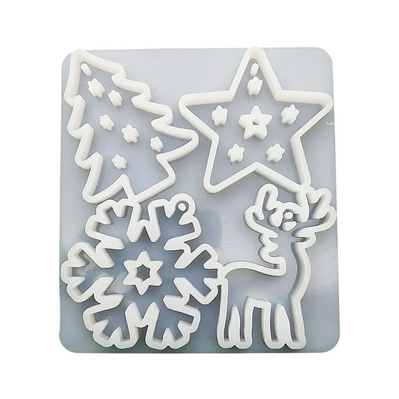 Christmas Decor,Christmas Mould, Xmas Molds with Snowflake, ChristmasTree, Deer,Star - Mould for Aromatherapy Candle, Soap