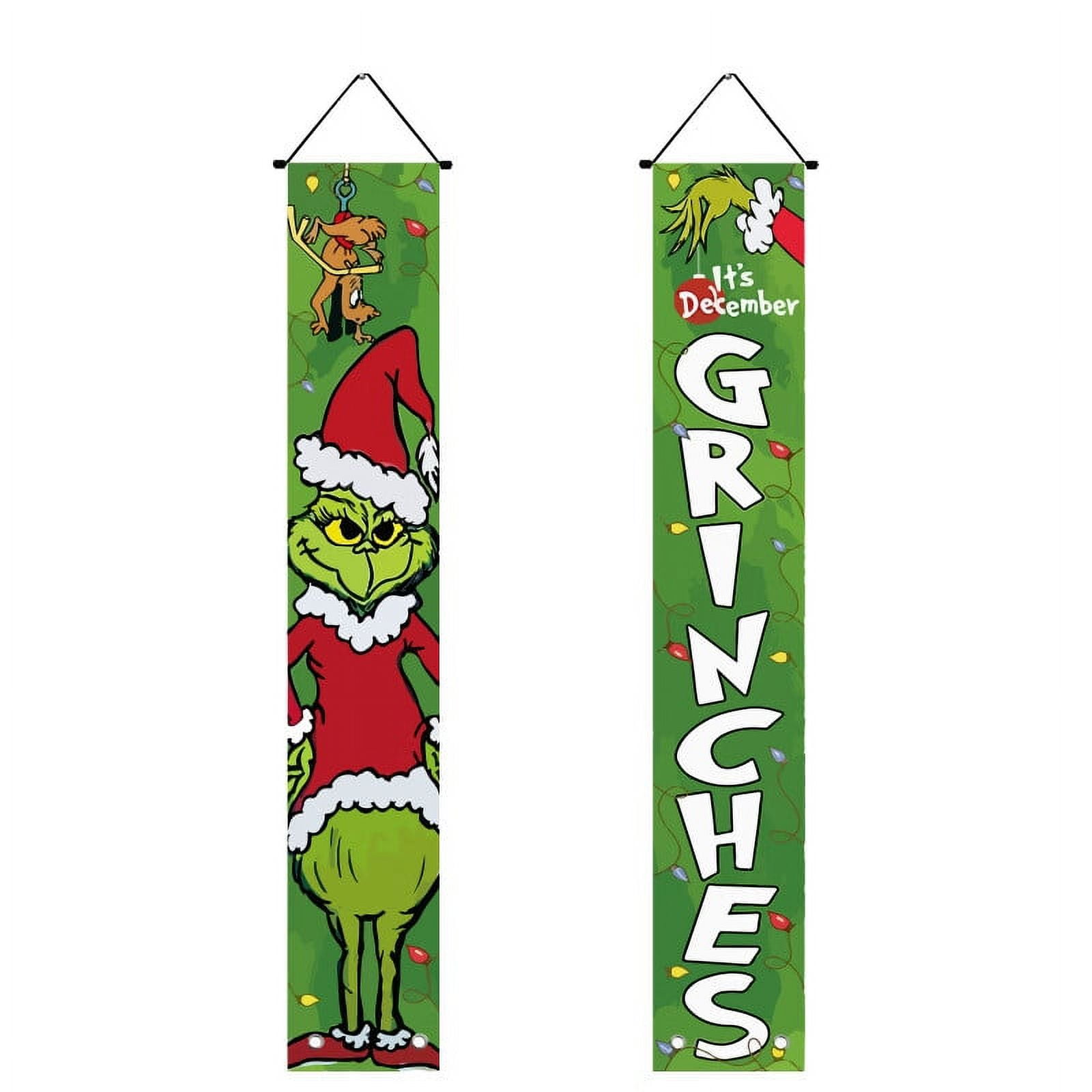 Christmas Decor Christmas Porch Sign Grinch Christmas Hanging for Indoor Outside Front Door Living Room Kitchen Wall Party