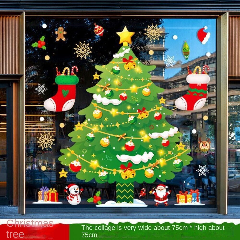 Christmas Decor,Christmas Window Stickers,Reusable Double Sided Window