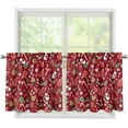 thumbnail image 1 of Christmas Decor Curtain Tiers 24 inch,2 Panels Kitchen Tiers Red Half Window Sheer Curtains for Windows/Bathroom/Cafe/Living Room, 1 of 6