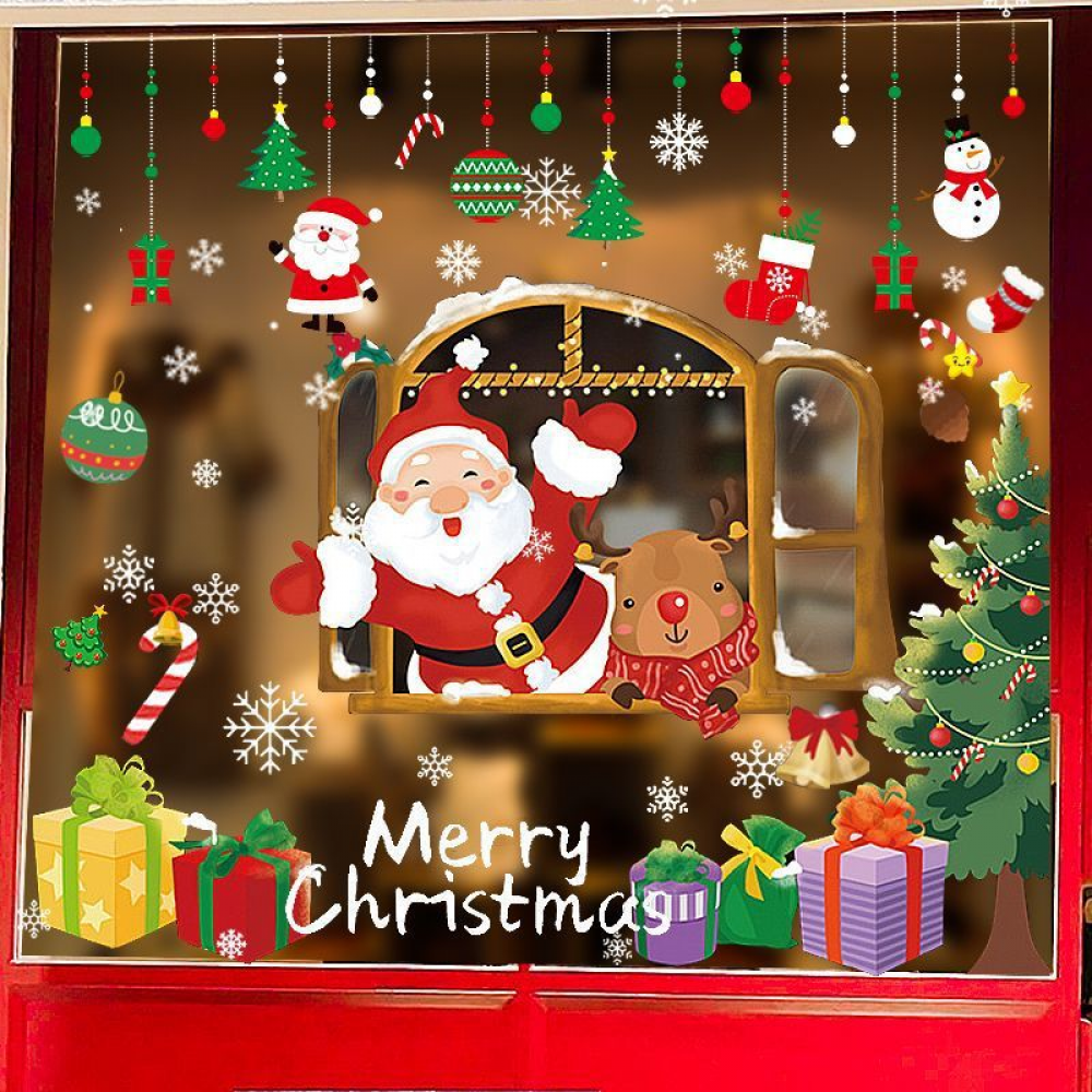 Christmas Decor, DIY Christmas Windows Stickers, Xmas Stickers, Santa