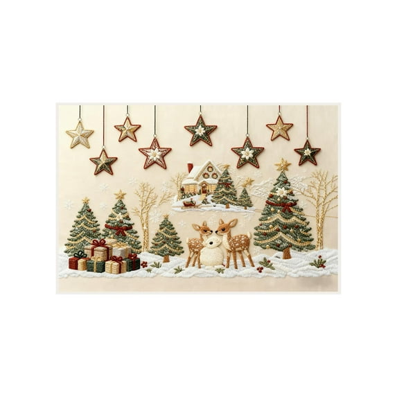 Christmas Decor Doormat Holiday Outdoor Front Door Rugs, Christmas Embroidered Bathroom Carpet Entrance Doormat, Elk & Tree Design Farmhouse Entryway Mat Rugs, Christmas Welcome Mat