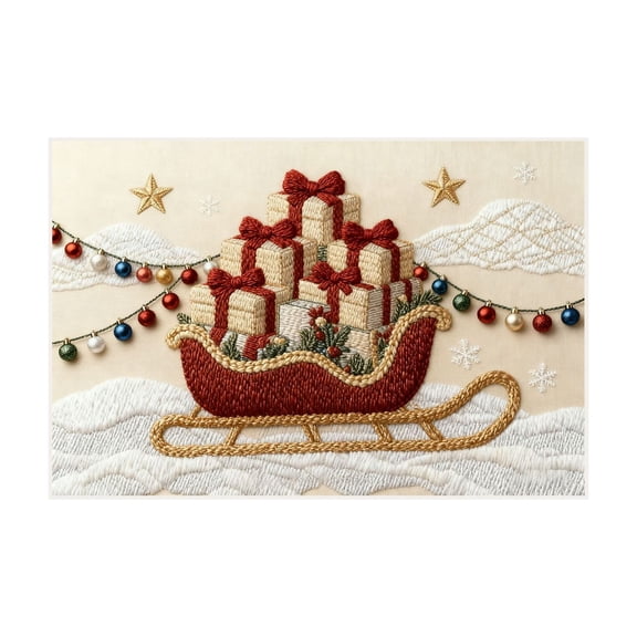 Christmas Decor Doormat Holiday Outdoor Front Door Rugs, Christmas Embroidered Bathroom Carpet Entrance Doormat, Sled & Gifts Design Farmhouse Entryway Mat Rugs, Christmas Welcome Mat