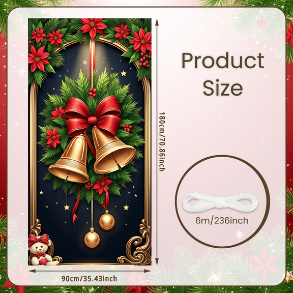 Christmas Decor Elf Banner Holiday Decoration Red Bow Christmas Elf Door Decoration for Winter Celebration Kids Party Festive Event