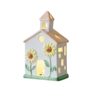 Christmas Decor Embossed Ceramic Cottage LED Night Light Warm Glow Tabletop Village Lamp Decorative Compact Ornament For Bookshelf Bedside Living Room & Home D
