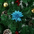 thumbnail image 1 of Christmas Decor Flowers Christmas Tree Ornaments Christmas Simulation Flower Ornament 10Pcs (Blue), 1 of 3
