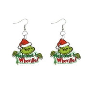 Christmas Decor:Funny!!!-Bemona The Gr1nch Christmas Decorations 1 Pair Cute Cartoon Grin-ch Earrings Gift For Women Girl Birthday/Valentine's Day/Anniversary On Sale