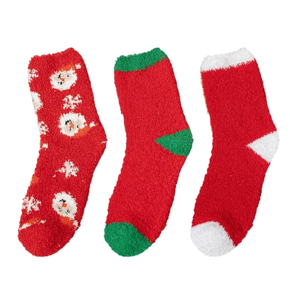 Christmas Decor Fuzzy Socks for Women Xmas Santa Funny Colorful Ankle Slipper Socks Wine