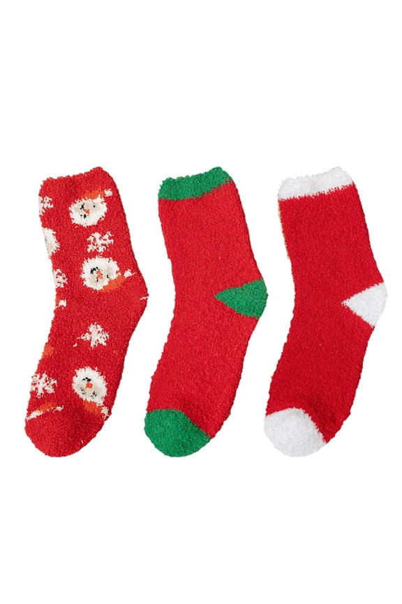 Christmas Decor Fuzzy Socks for Women Xmas Santa Funny Colorful Ankle Slipper Socks Wine