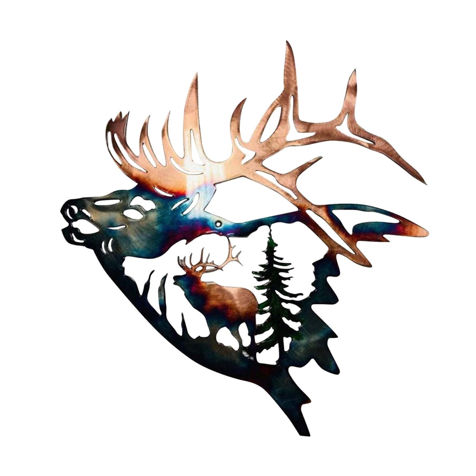 Christmas Decor Gifts Rustic Metal Deer Wall Art Decor Cabin Hunting