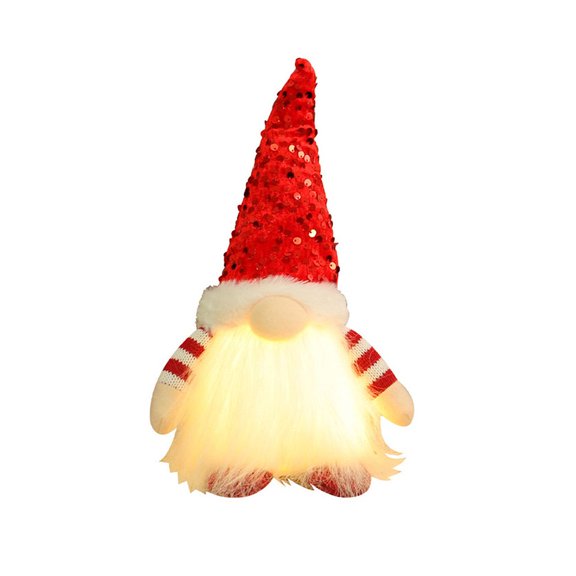 Christmas Decor, Gnomes Lighted Dwarf Ornaments Luminous Faceless For Christmas Decor (Red)