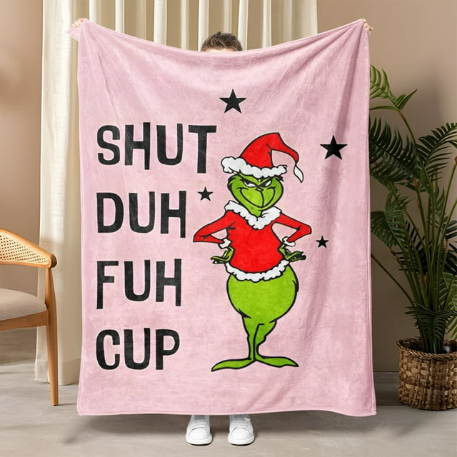 Christmas Decor Grinch Weighted Blanket Green Super Soft Flannel Fleece
