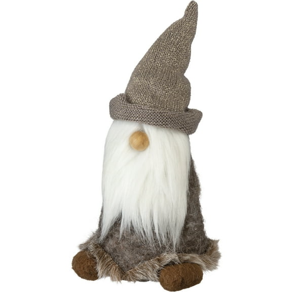 Christmas Decor - Lg Winter Brown Gray Gnome
