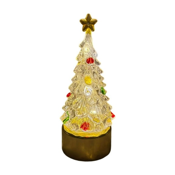 Christmas Decor,Mercury Glass Christmas Tree with Swirling Colorful Light, Lighted Glass Tabletop Lamp, Battery Operated Night Lights for Christmas,New Year Decor