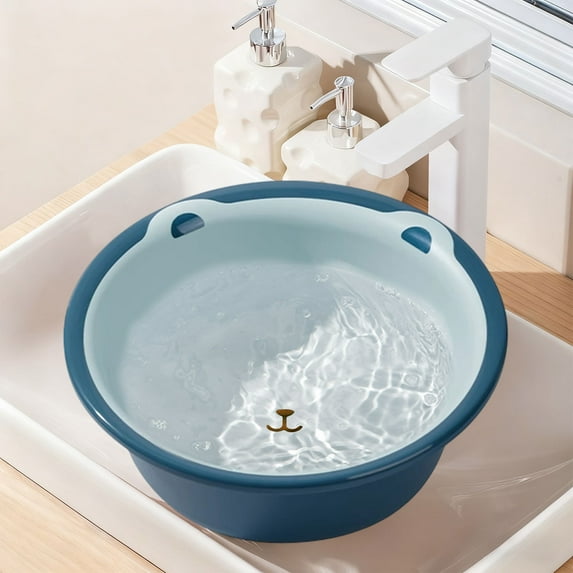 Christmas Decor New Large Household Wash Basin Heavy-Duty Plastic Laundry Basin Student Dormitory Wash Basin Foot Washing Basin, Style-S21, Blue One Size