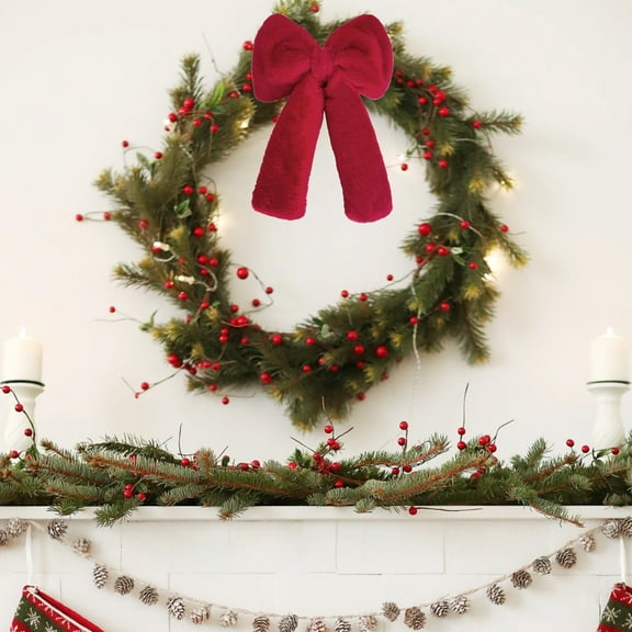 Christmas Decor Plush Bow For Wreath Tree Door Outdoor Decoration Festive Party Atmosphere Decorating Props Christmas Decorations Christmas Gifts