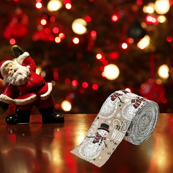 Christmas Decor Present Ribbon Rolls Christmas Snowman Wired Ribbons Christmas Ribbon Gift Wrapping Ribbon Christmas Crafts Wrapping Decoration Gift Ribbons 6.56ft
