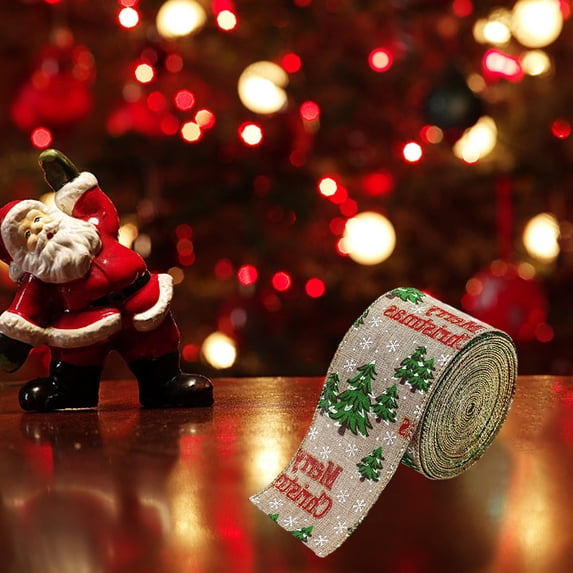 Christmas Decor Present Ribbon Rolls Christmas Tree Wired Ribbons Christmas Ribbon Gift Wrapping Ribbon Christmas Crafts Wrapping Decoration Gift Ribbons 6.56ft