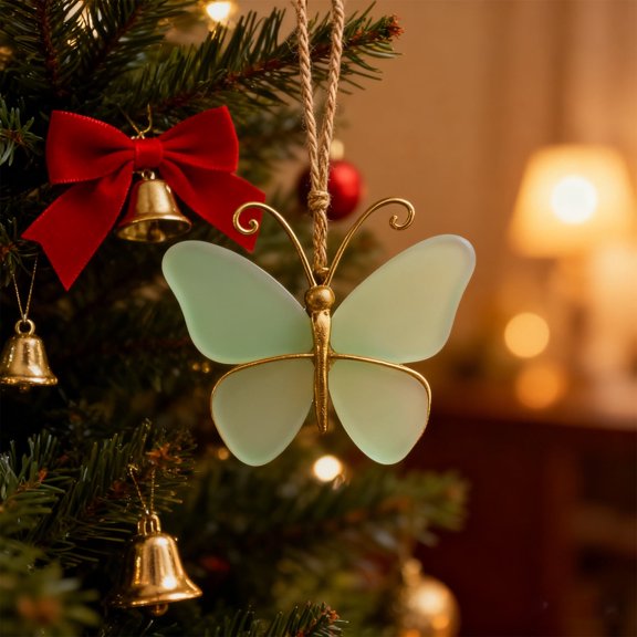 Christmas Decor,Sea Glass Ornament Shaped Christmas Pendant Christmas Tree Decoration Pendant,Color,Free Size