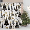 thumbnail image 1 of Christmas Decor Shower Curtain for Bathroom 72x72inches Christmas Trees Shower Curtain Set with Hooks Black Gold Grey X-mas Trees Waterproof Fabric Shower Curtains, 1 of 6