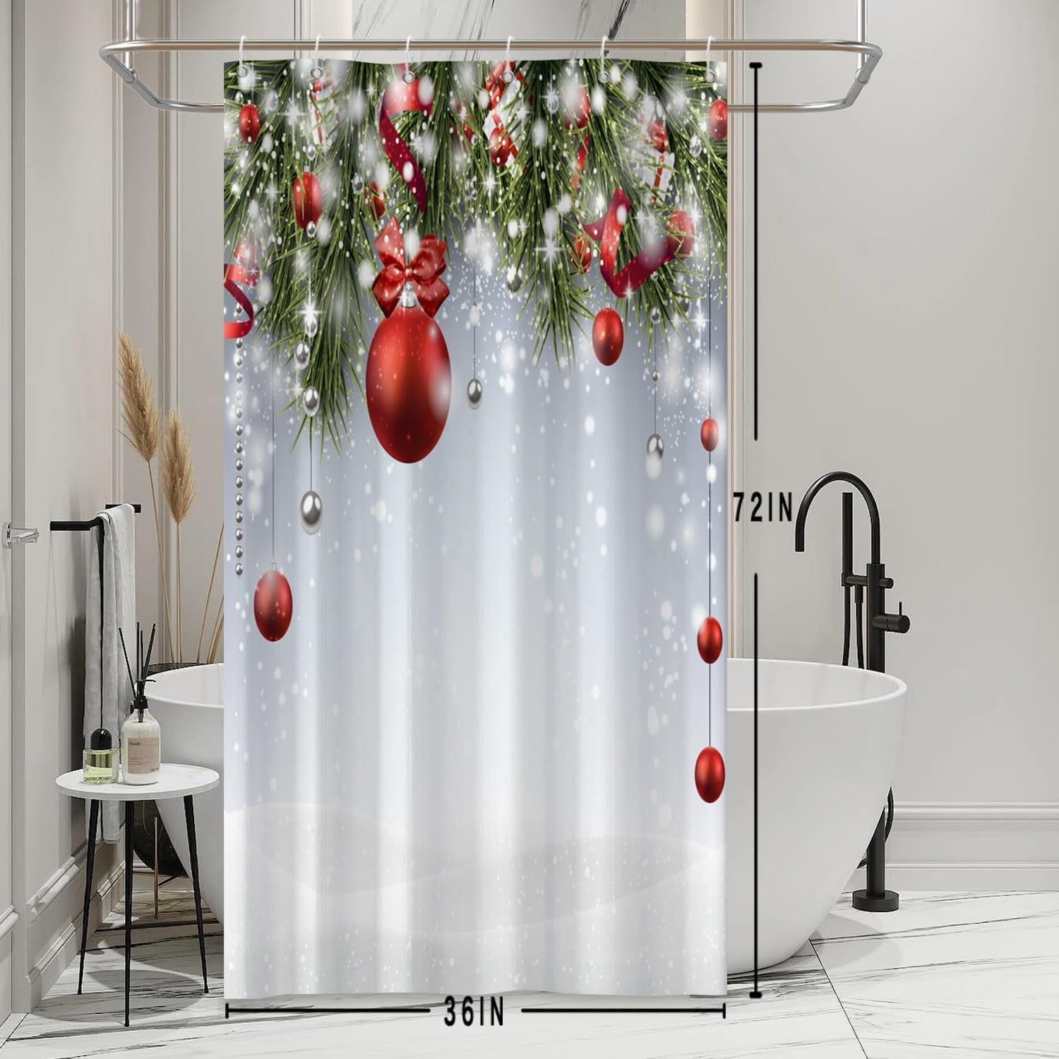 Christmas Decor Shower Curtain for Bathroom 72x84inches Christmas Trees