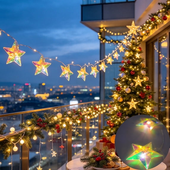 Christmas Decor Star String Lights Battery Operated, 4.9 ft 10 LED Cute ...