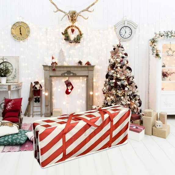 Christmas Decor Storage Bag Christmas Tree Bag Flower Paper Garland Storage Bag, Large Capacity Chrismas Decorations Storage Bag