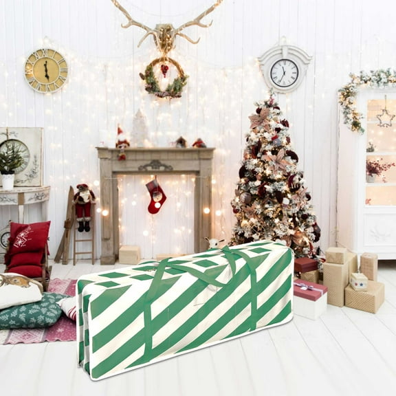 Christmas Decor Storage Bag Christmas Tree Bag Flower Paper Garland Storage Bag, Large Capacity Chrismas Decorations Storage Bag